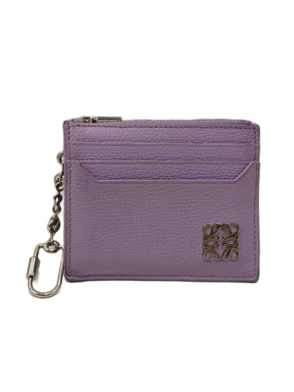 Loewe Anagram Square Coin Card Holder Purse Case Calfskin Purple